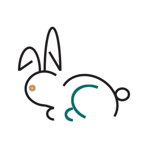 a cartoon rabbit is sitting on a white background