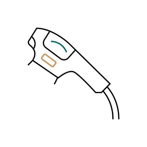 a drawing of an electric hair dryer on a white background