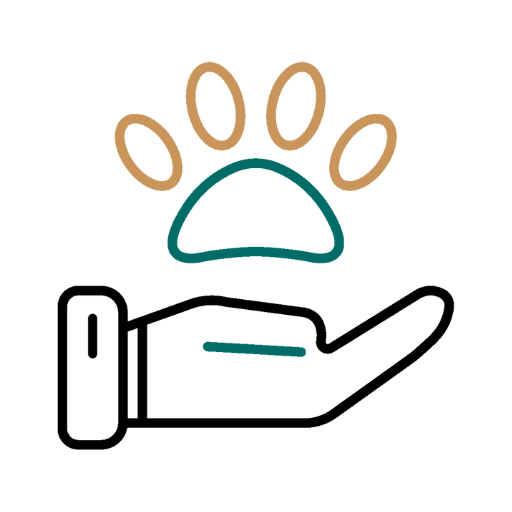 a hand holding a paw with a paw print on it