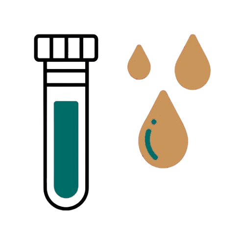 a blood test tube and a drop of blood are next to each other